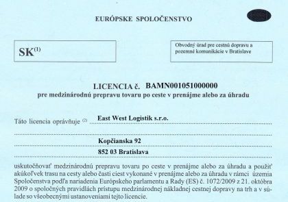 EU Licence - eastwestlogistik.sk
